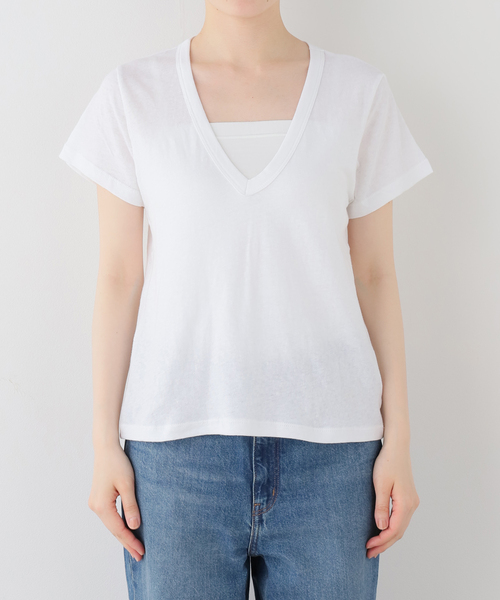 Deuxieme Classe(ドゥーズィエムクラス)の「【LE SET/ル セット】LAURA V NECK TEE(Tシャツ/カットソー・レディース・ブラック/ホワイト/ネイビー・FREE)」の15枚目の写真