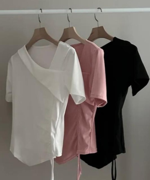 semplice(センプリチェ)の「Tシャツ【韓国ファッション】(Tシャツ/カットソー・レディース・ホワイト/ブラック/ピンク・F)」の5枚目の写真