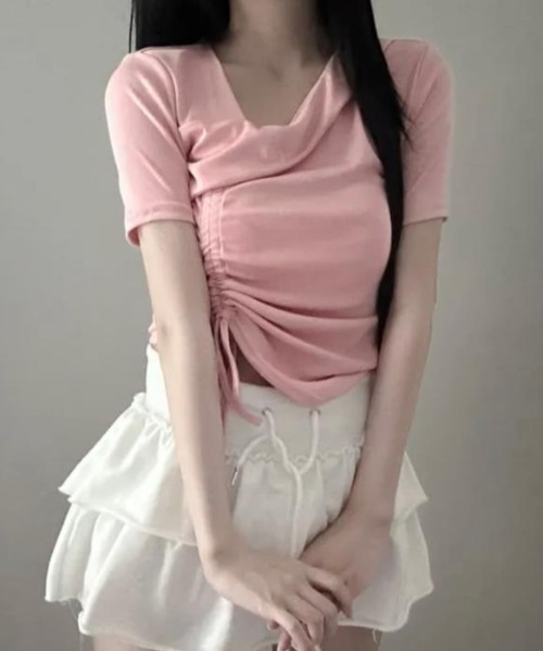 semplice(センプリチェ)の「Tシャツ【韓国ファッション】(Tシャツ/カットソー・レディース・ホワイト/ブラック/ピンク・F)」の8枚目の写真