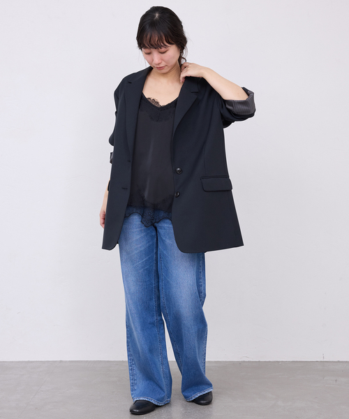 SLOBE IENA(スローブイエナ)の「《追加4》サテンレースキャミソール(キャミソール・レディース・アイボリー/ブラック・FREE)」の3枚目の写真