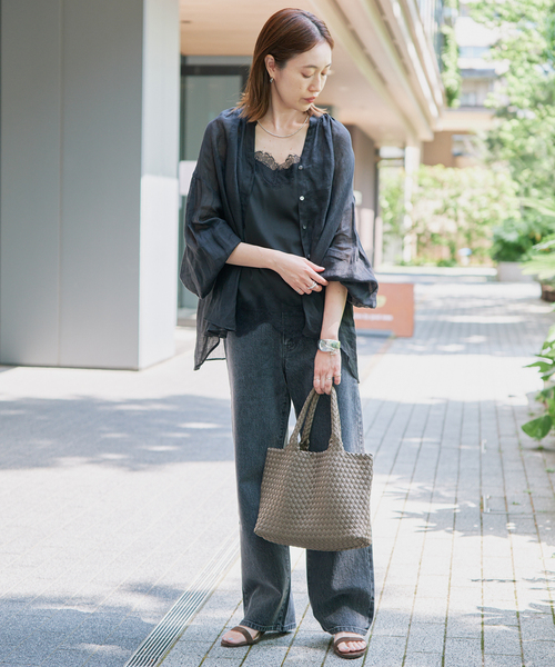 SLOBE IENA(スローブイエナ)の「《追加4》サテンレースキャミソール(キャミソール・レディース・アイボリー/ブラック・FREE)」の10枚目の写真