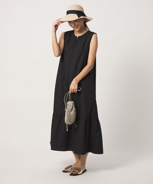 A DAY IN THE LIFE UNITED ARROWS(アデイインザライフユナイテッドアローズ)の「ステッキ キーネック ノースリーブワンピース <A DAY IN THE LIFE>(ワンピース・レディース・ケリーグリーン/ネイビー/ブラック・FREE)」の5枚目の写真