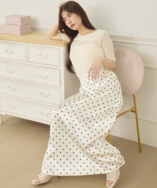 Ambre Neige(アンブルネージュ)の「dot narrow skirt / ドットナロースカート(スカート・レディース・ブラック/オフホワイト・FREE)」の8枚目の写真
