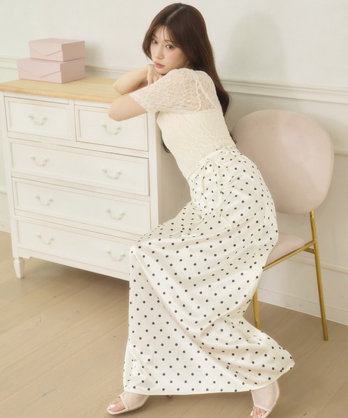 Ambre Neige(アンブルネージュ)の「dot narrow skirt / ドットナロースカート(スカート・レディース・ブラック/オフホワイト・FREE)」の9枚目の写真