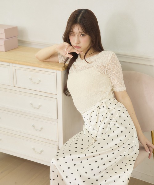 Ambre Neige(アンブルネージュ)の「dot narrow skirt / ドットナロースカート(スカート・レディース・ブラック/オフホワイト・FREE)」の10枚目の写真