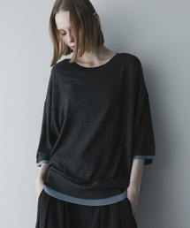 remer（リメール）の「配色フェイクレイヤードサマーニットT / fake layered color summer knit Tee（Tシャツ/カットソー）」