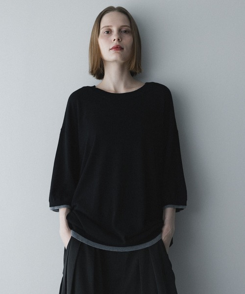 remer(リメール)の「配色フェイクレイヤードサマーニットT / fake layered color summer knit Tee(Tシャツ/カットソー・メンズ・ブラック/チャコールグレー・MEDIUM/SMALL/X-SMALL/LARGE)」の5枚目の写真