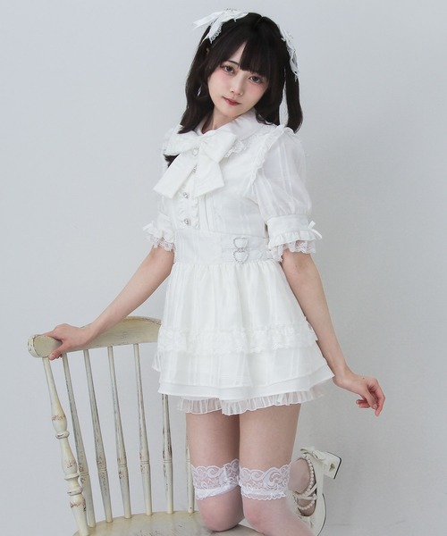 DearMyLove(ディアマイラブ)の「シアーチェックハートバックルリボンセットアップ(セットアップ・レディース・ブラック/ブルーグレー/ホワイト・3L/LARGE/MEDIUM)」の18枚目の写真
