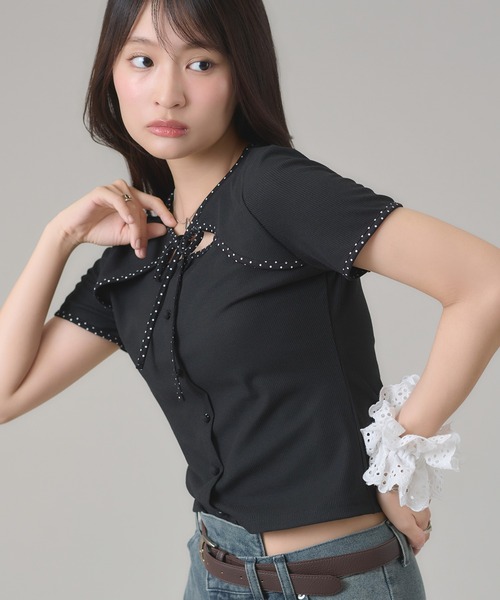 apres jour mignon（アプレジュールミニョン）の「フロントオープントップス（Tシャツ/カットソー・レディース・ブルー/ブラック/ネイビー・フリー/LARGE）」の16枚目の写真