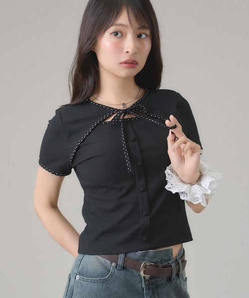 apres jour mignon（アプレジュールミニョン）の「フロントオープントップス（Tシャツ/カットソー・レディース・ブルー/ブラック/ネイビー・フリー/LARGE）」の21枚目の写真