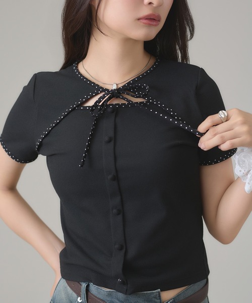 apres jour mignon（アプレジュールミニョン）の「フロントオープントップス（Tシャツ/カットソー・レディース・ブルー/ブラック/ネイビー・フリー/LARGE）」の20枚目の写真