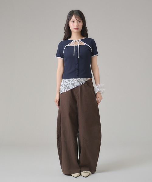 apres jour mignon（アプレジュールミニョン）の「フロントオープントップス（Tシャツ/カットソー・レディース・ブルー/ブラック/ネイビー・フリー/LARGE）」の4枚目の写真