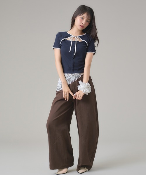 apres jour mignon（アプレジュールミニョン）の「フロントオープントップス（Tシャツ/カットソー・レディース・ブルー/ブラック/ネイビー・フリー/LARGE）」の5枚目の写真