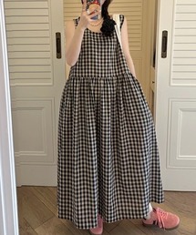 チェック柄 ノースリーブ ワンピース