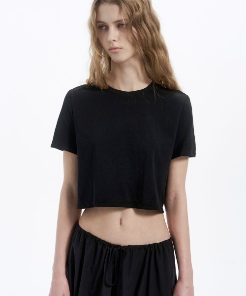 Studio Doe(スタジオドー)の「Studio Doe Cotton Loose T-shirt(Tシャツ/カットソー・レディース・ホワイト/ブラック・MEDIUM)」の2枚目の写真
