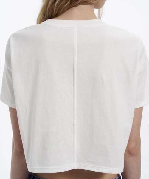 Studio Doe(スタジオドー)の「Studio Doe Cotton Loose T-shirt(Tシャツ/カットソー・レディース・ホワイト/ブラック・MEDIUM)」の6枚目の写真