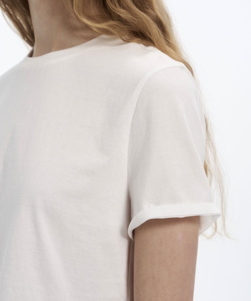 Studio Doe(スタジオドー)の「Studio Doe Cotton Loose T-shirt(Tシャツ/カットソー・レディース・ホワイト/ブラック・MEDIUM)」の7枚目の写真