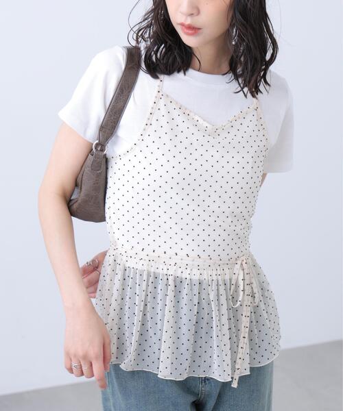 FREE'S MART（フリーズマート）の「◆２WAYシアードットホルターキャミソール×半袖カットソーセット（Tシャツ/カットソー・レディース・ブラック/ベージュ/ホワイト・FREE）」の4枚目の写真