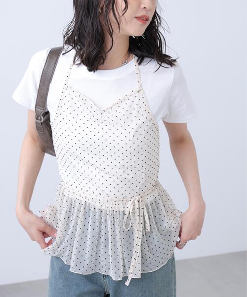 FREE'S MART（フリーズマート）の「◆２WAYシアードットホルターキャミソール×半袖カットソーセット（Tシャツ/カットソー・レディース・ブラック/ベージュ/ホワイト・FREE）」の5枚目の写真