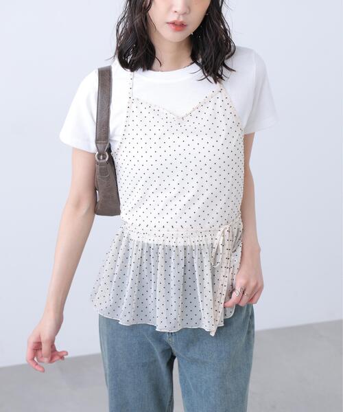 FREE'S MART（フリーズマート）の「◆２WAYシアードットホルターキャミソール×半袖カットソーセット（Tシャツ/カットソー・レディース・ブラック/ベージュ/ホワイト・FREE）」の6枚目の写真