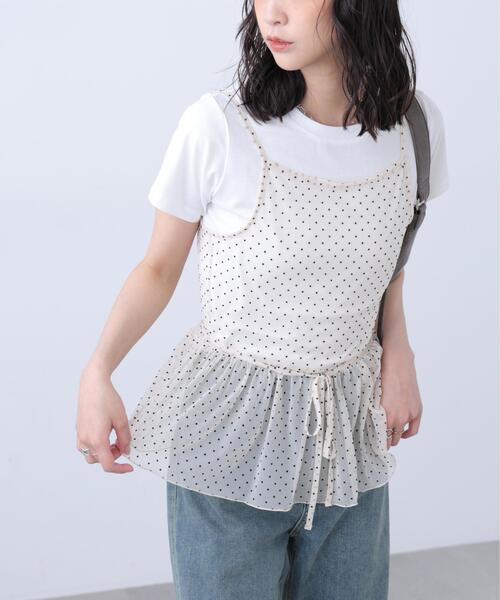FREE'S MART（フリーズマート）の「◆２WAYシアードットホルターキャミソール×半袖カットソーセット（Tシャツ/カットソー・レディース・ブラック/ベージュ/ホワイト・FREE）」の9枚目の写真