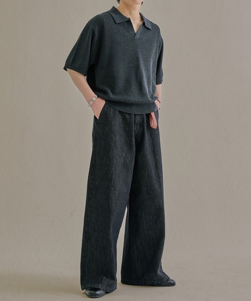 epnok（エプノック）の「スラブワイドバギーデニムパンツ（デニムパンツ・メンズ・ブラック/インディゴブルー・SMALL/MEDIUM/LARGE）」の9枚目の写真