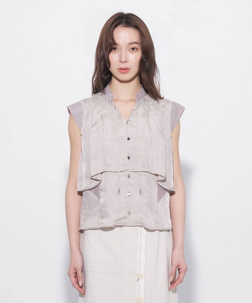 UNITED TOKYO（ユナイテッドトウキョウ）の「【ZOZO限定！】キュプラフレンチスリーブブラウス｜新作/夏服/オフィスカジュアル/オケージョン/接触冷感/シアー（シャツ/ブラウス・レディース・ダークネイビー/ミント/ベージュ・FREE）」の16枚目の写真