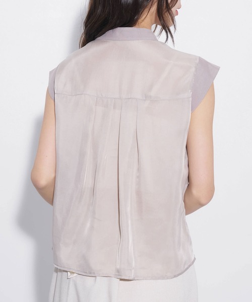 UNITED TOKYO（ユナイテッドトウキョウ）の「【ZOZO限定！】キュプラフレンチスリーブブラウス｜新作/夏服/オフィスカジュアル/オケージョン/接触冷感/シアー（シャツ/ブラウス・レディース・ダークネイビー/ミント/ベージュ・FREE）」の9枚目の写真