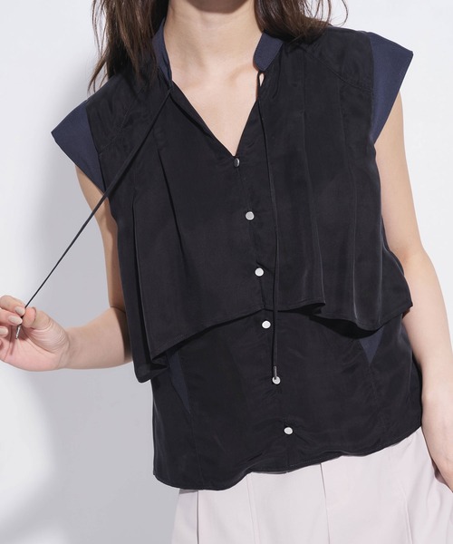 UNITED TOKYO（ユナイテッドトウキョウ）の「【ZOZO限定！】キュプラフレンチスリーブブラウス｜新作/夏服/オフィスカジュアル/オケージョン/接触冷感/シアー（シャツ/ブラウス・レディース・ダークネイビー/ミント/ベージュ・FREE）」の19枚目の写真