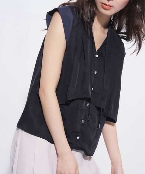UNITED TOKYO（ユナイテッドトウキョウ）の「【ZOZO限定！】キュプラフレンチスリーブブラウス｜新作/夏服/オフィスカジュアル/オケージョン/接触冷感/シアー（シャツ/ブラウス・レディース・ダークネイビー/ミント/ベージュ・FREE）」の20枚目の写真