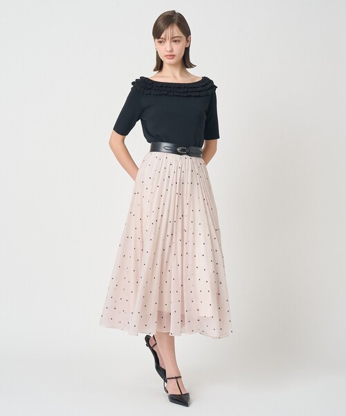 ANAYI（アナイ）の「オーガンジードットプリントプリーツ スカート〈セットアップ対応商品〉（スカート・レディース・ブラック/ホワイト/ピンクベージュ・36/38）」の22枚目の写真