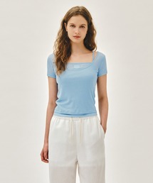 W SMALL CLASSIC LOGO SLEEVELESS LAYERED TEE