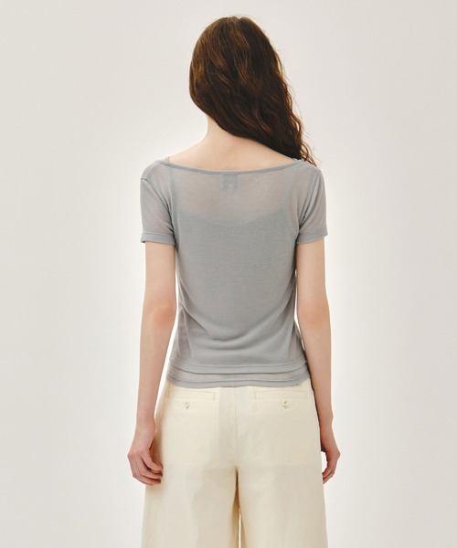 MARITHE + FRANCOIS GIRBAUD(マリテフランソワジルボー)の「W SMALL CLASSIC LOGO SLEEVELESS LAYERED TEE(Tシャツ/カットソー・レディース・ライトグレー/スカイブルー・SMALL/MEDIUM)」の4枚目の写真