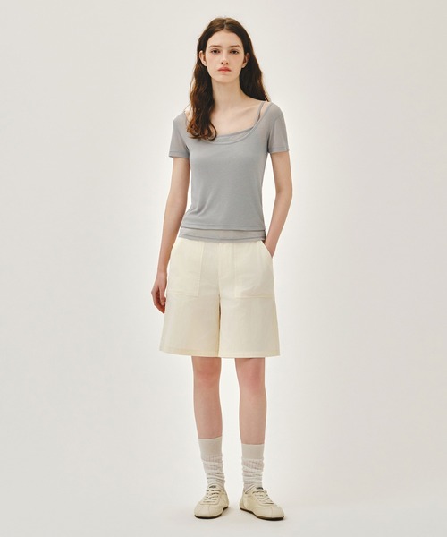 MARITHE + FRANCOIS GIRBAUD(マリテフランソワジルボー)の「W SMALL CLASSIC LOGO SLEEVELESS LAYERED TEE(Tシャツ/カットソー・レディース・ライトグレー/スカイブルー・SMALL/MEDIUM)」の6枚目の写真