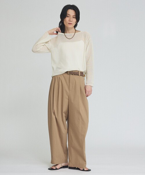 qualite(カリテ)の「【接触冷感】タイプライター タックバレルパンツ(その他パンツ・レディース・モカ/チャコールグレー・36/38)」の3枚目の写真