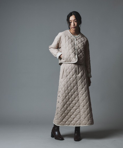 W:Huku(フーク)の「オニオン キルト コンパクト インナーダウン カーディガン / Onion Quilt Compact Cardigan(ブルゾン・レディース・カーキ/ブラック/ライトベージュ・L/M)」の7枚目の写真