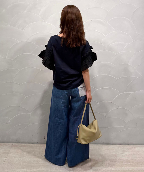 SLOBE IENA(スローブイエナ)の「《汗染み防止》フリルスリーブプルオーバー(Tシャツ/カットソー・レディース・ホワイト/ネイビー・FREE)」の6枚目の写真