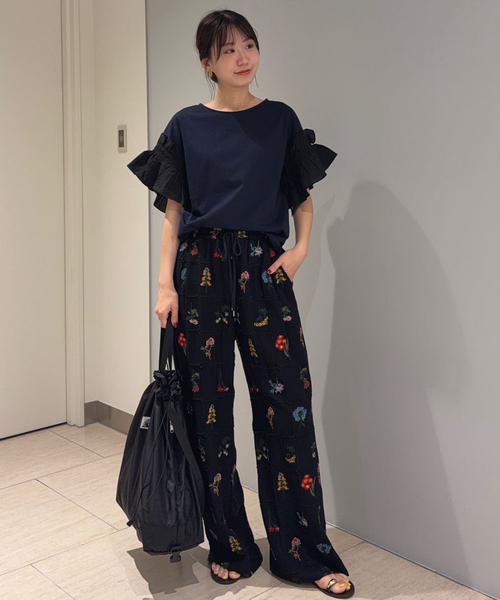 SLOBE IENA(スローブイエナ)の「《汗染み防止》フリルスリーブプルオーバー(Tシャツ/カットソー・レディース・ホワイト/ネイビー・FREE)」の7枚目の写真