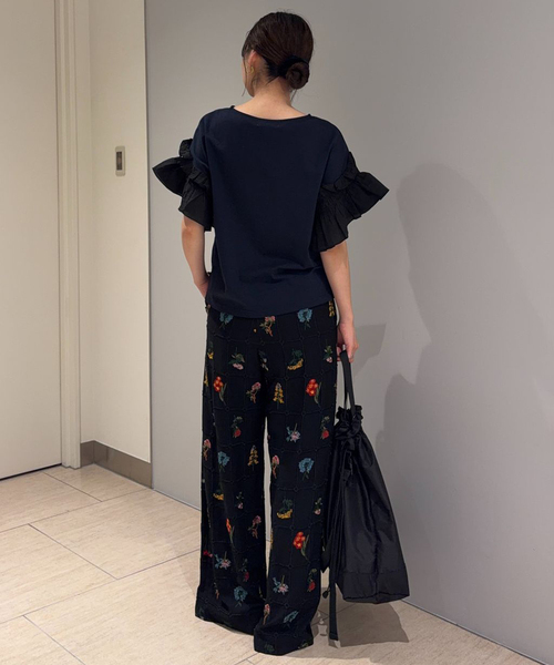 SLOBE IENA(スローブイエナ)の「《汗染み防止》フリルスリーブプルオーバー(Tシャツ/カットソー・レディース・ホワイト/ネイビー・FREE)」の8枚目の写真