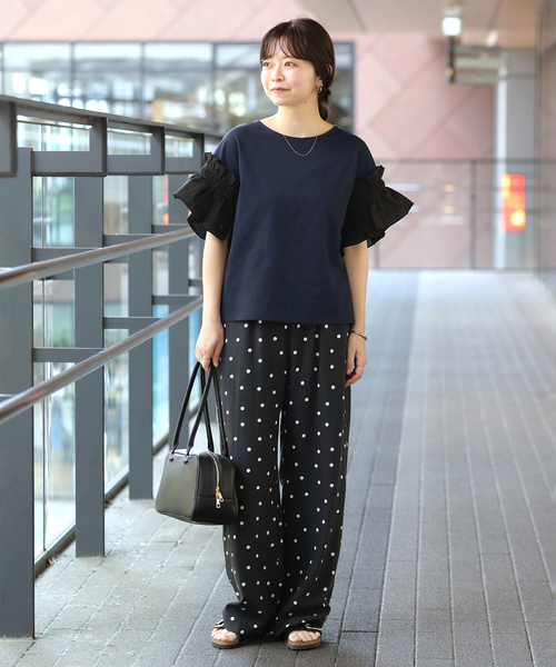 SLOBE IENA(スローブイエナ)の「《汗染み防止》フリルスリーブプルオーバー(Tシャツ/カットソー・レディース・ホワイト/ネイビー・FREE)」の10枚目の写真