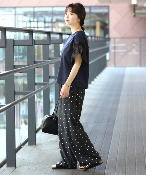 SLOBE IENA(スローブイエナ)の「《汗染み防止》フリルスリーブプルオーバー(Tシャツ/カットソー・レディース・ホワイト/ネイビー・FREE)」の11枚目の写真
