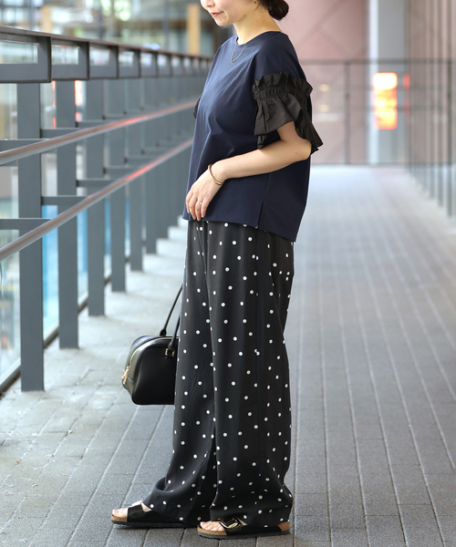 SLOBE IENA(スローブイエナ)の「《汗染み防止》フリルスリーブプルオーバー(Tシャツ/カットソー・レディース・ホワイト/ネイビー・FREE)」の12枚目の写真