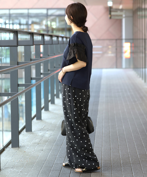 SLOBE IENA(スローブイエナ)の「《汗染み防止》フリルスリーブプルオーバー(Tシャツ/カットソー・レディース・ホワイト/ネイビー・FREE)」の13枚目の写真
