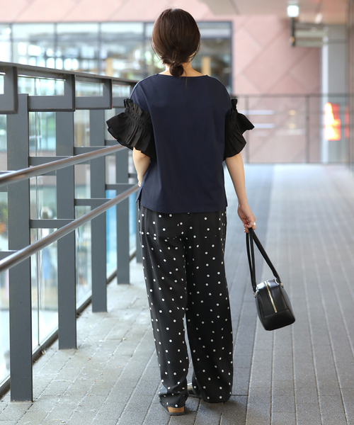 SLOBE IENA(スローブイエナ)の「《汗染み防止》フリルスリーブプルオーバー(Tシャツ/カットソー・レディース・ホワイト/ネイビー・FREE)」の14枚目の写真