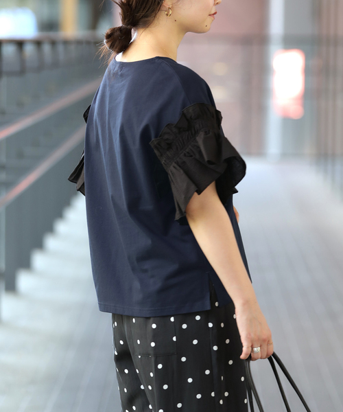 SLOBE IENA(スローブイエナ)の「《汗染み防止》フリルスリーブプルオーバー(Tシャツ/カットソー・レディース・ホワイト/ネイビー・FREE)」の22枚目の写真