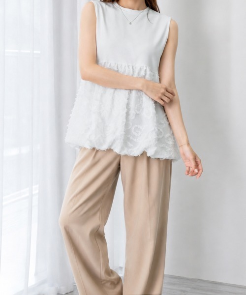 Miniministore(ミニミニストア)の「フェザー切替ノースリーブペプラムブラウス(シャツ/ブラウス・レディース・ブラック/ホワイト・FREE)」の22枚目の写真