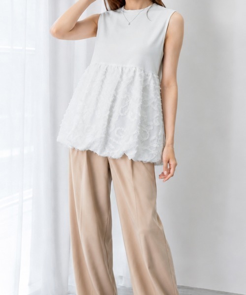 Miniministore(ミニミニストア)の「フェザー切替ノースリーブペプラムブラウス(シャツ/ブラウス・レディース・ブラック/ホワイト・FREE)」の21枚目の写真