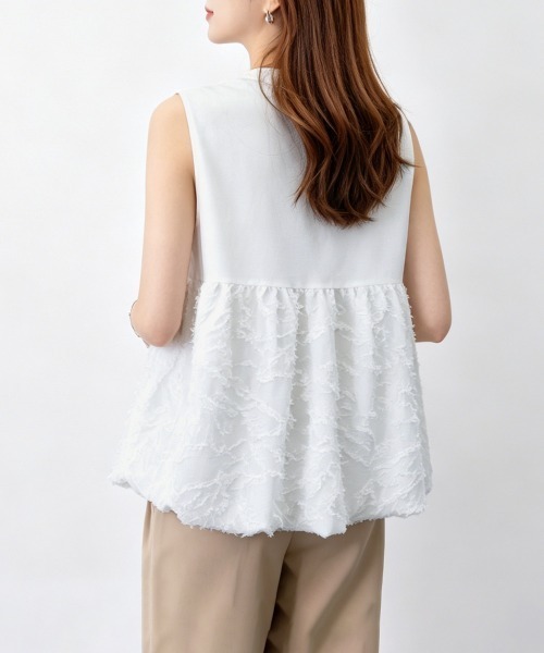 Miniministore(ミニミニストア)の「フェザー切替ノースリーブペプラムブラウス(シャツ/ブラウス・レディース・ブラック/ホワイト・FREE)」の17枚目の写真