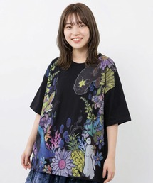 162707:お花いっぱい水族館柄Tシャツ
