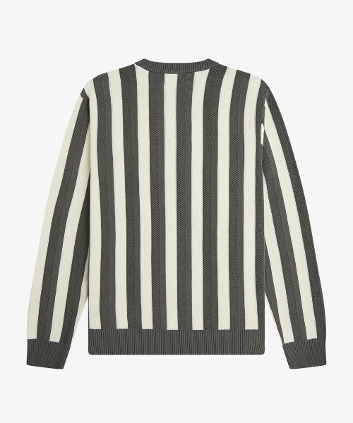 FRED PERRY（フレッドペリー）の「Textured Stripe Jumper／テクスチャードストライプジャンパー（ニット/セーター・メンズ・ダークオリーブ・S/M/L）」の14枚目の写真